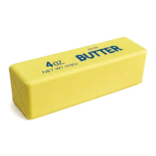 Butter shaped stress relief squishy toy, 4oz salted butter novelty design