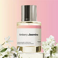 Ambery Jasmine Eau de Parfum by Dossier in minimalist bottle with jasmine flowers