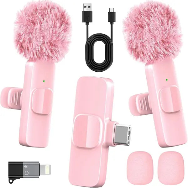 Pink Wireless Lavalier Microphone Set